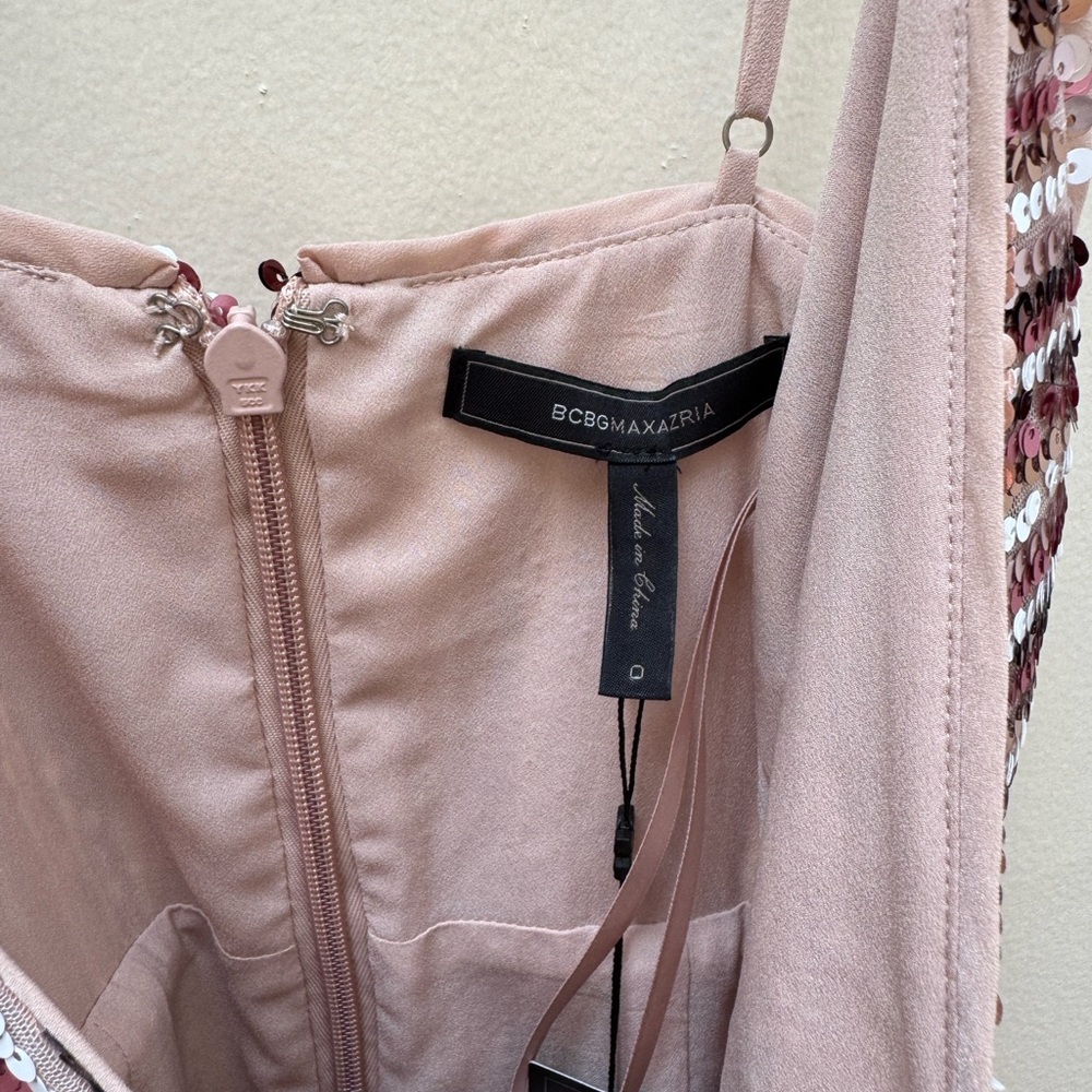 BCBGMaxAzria multicolor pink sequins wrap mini dress - Picture 4 of 10